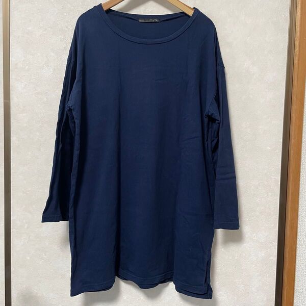 Cherry Pop ロンT カットソー 長め丈 ネイビー Mサイズ チュニック丈