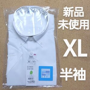 【新品未使用】ワイシャツ 半袖 XL アイボリー ドレスシャツ