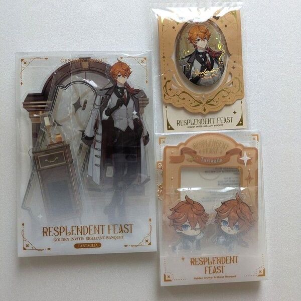 原神 タルタリヤ アクスタ フォトフレーム バッジ 3点セット 公式正規品 華麗なる夜の宴 夜宴系列 夜華宴