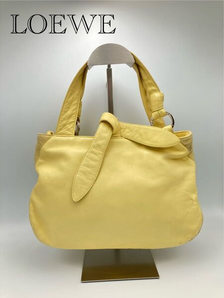 LOEWE レザー×スエード ハンドバッグ トートバッグ レディース イエロー