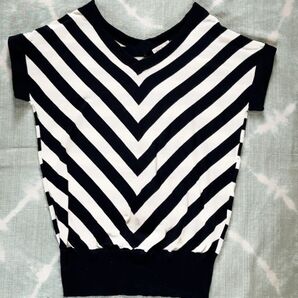 期間限定【美品】ROPE' PICNIC ロペピクニック 半袖カットソー 38(M) ネイビー×ホワイト