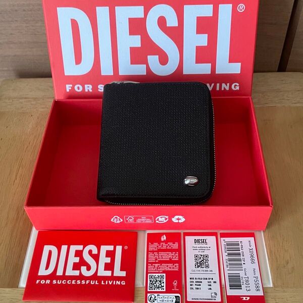 ディーゼル DIESEL メタルD ロゴ 折り財布 ラウンドジップ ブラック 黒