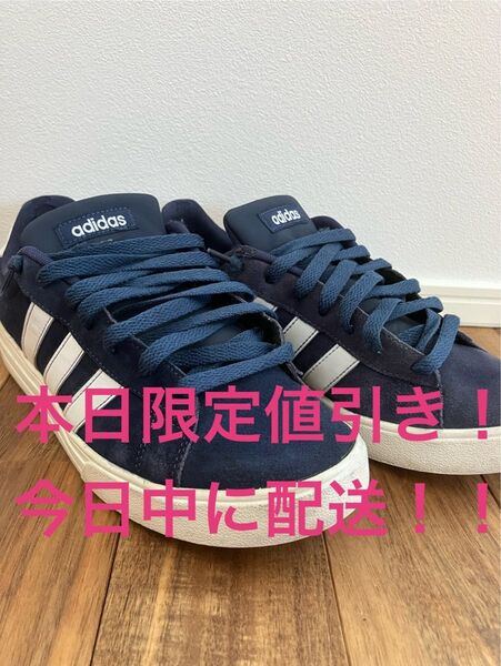 980円均一複数出品中! adidas アディダス ネイビー スニーカー 靴 26.5cm 古着