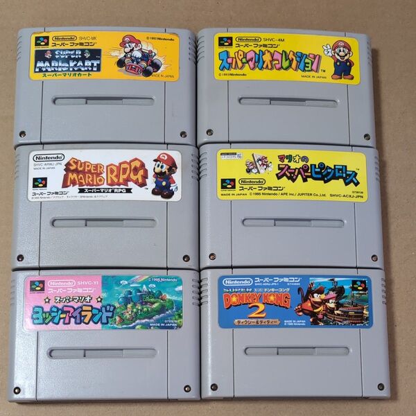 まとめ売り 6本セット 任天堂 スーパーマリオコレクション マリオRPG マリオカート ピクロス スーパーファミコン SFC