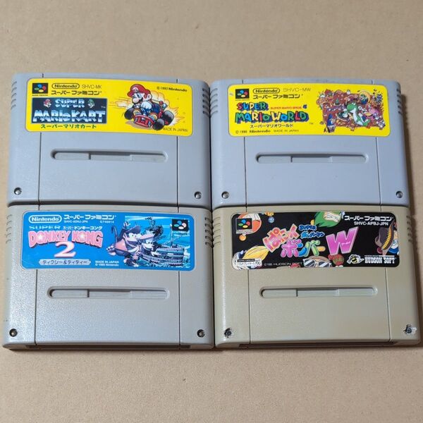 まとめ売り 任天堂 4本セット スーパーマリオワールド マリオカート ドンキーコング2 ぱにっくボンバーワールド SFC