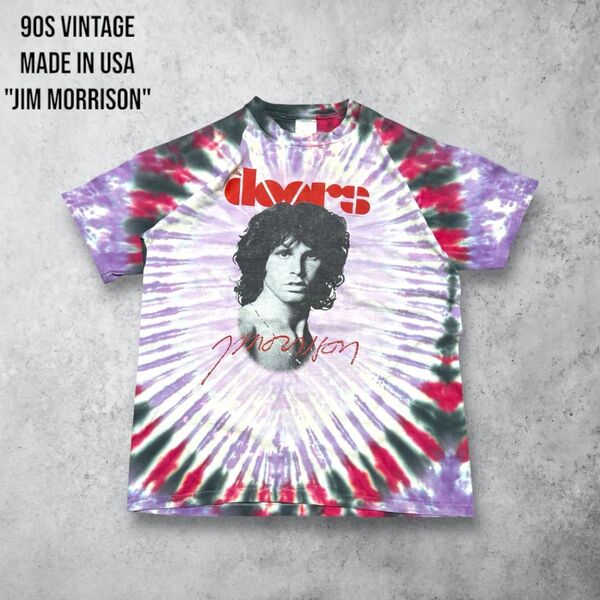 90sアメリカ製The doors Jim MorrisonバンドTシャツジムモリソンザドアーズ シングルステッチ usaタイダイ