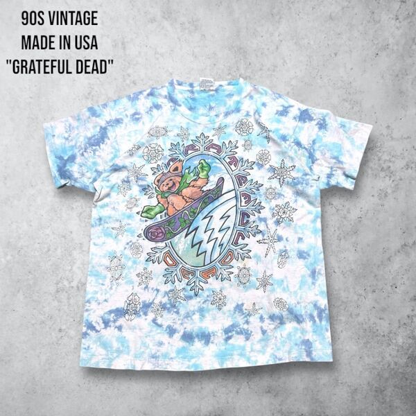 90s アメリカ製 ビンテージTシャツ グレイトフルデッド バンT シングルステッチ XL USA製 半袖Tシャツ タイダイ柄