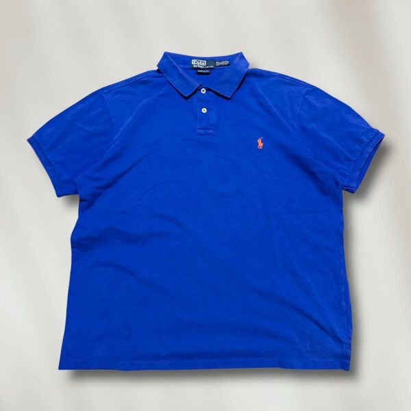 Polo by Ralph Lauren ラルフローレンポロシャツ 半袖青ブルーオレンジポニーXL