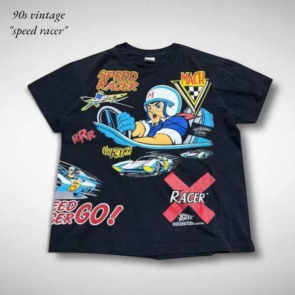 90sアメリカ製マッハGOGOGOビンテージTシャツspeed racer usa 半袖Tシャツ ヴィンテージ ブラック黒 古着