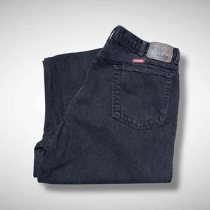 USA製ラングラーブラックデニム後染めフェードW40ワイドデニム古着黒blackdenim