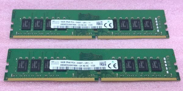 SK hynix HMA82GU6AFR8N-UH 2枚★PC4-19200/DDR4-2400 UDIMM 32GB@16GB