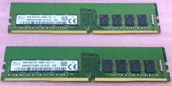 Hynix HMA82GU7CJR8N-VK 2枚◆PC4-21300/DDR4-2666 ECC UDIMM 32GB@16GB