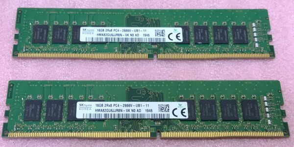 SK hynix HMA82GU6JJR8N-VK 2枚★PC4-21300/DDR4-2666 UDIMM 32GB@16GB