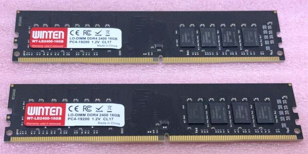 WINTEN WT-LD2400-16GB 2枚★PC4-19200/DDR4-2400 UDIMM 32GB@16GB