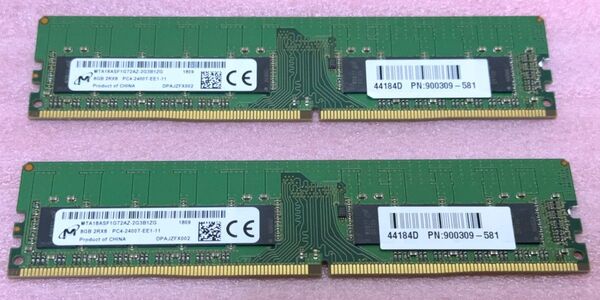 MT MTA18ASF1G72AZ-2G3B1 2枚◆PC4-19200/DDR4-2400 ECC UDIMM 16GB@8GB