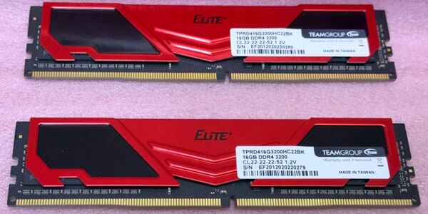 Team TPRD416G3200HC22BK◆PC4-25600/DDR4-3200 DDR4 UDIMM 32GB@16GB
