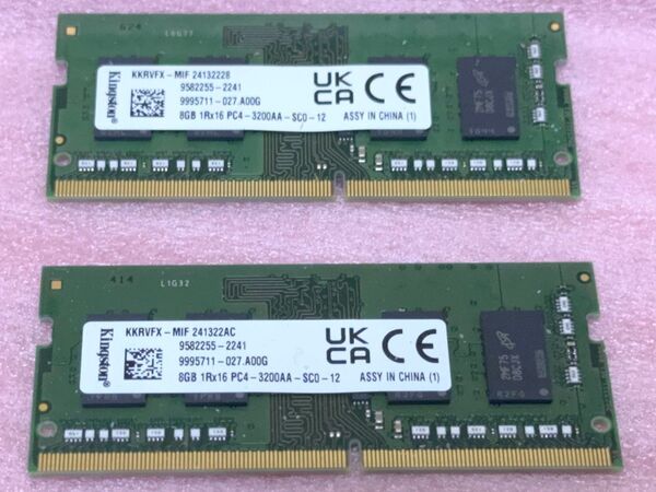 Kingston KKRVFX-MIF 2枚★PC4-25600/DDR4-3200 DDR4 SO-DIMM 16GB@8GB