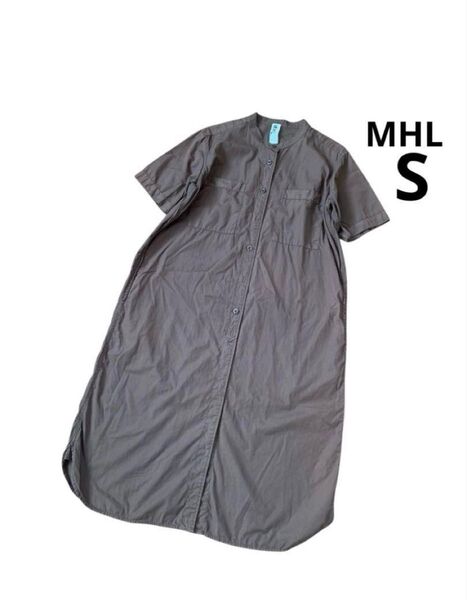 MHL マーガレットハウエル シャツワンピース ブラウン バンドカラー
