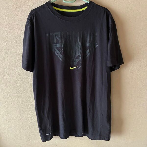ナイキ NIKE dry-fit Tシャツ ブラック Lサイズ 速乾性 蛍光