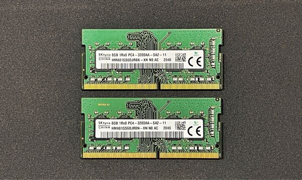 SK hynix 8GB DDR4 メモリ PC4-3200AA 2枚 ノート用