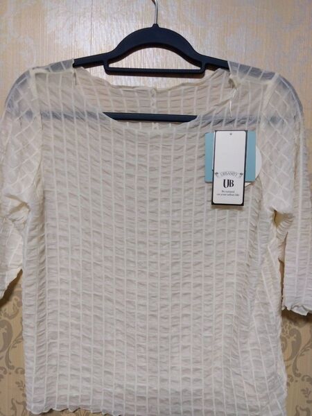 お買い得☆URBANITY アイボリー 五分袖 2wayジャガードトップス M
