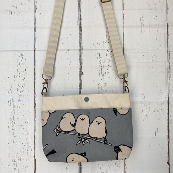 ☆ハンドメイド☆かわいいシマエナガのサコッシュ☆ショルダーバッグ☆