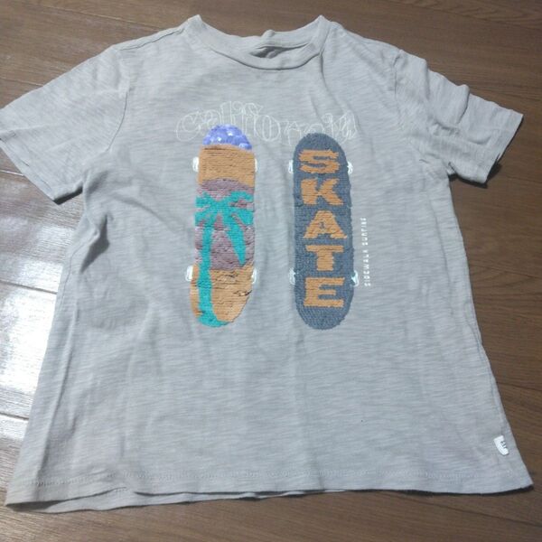 GAP ギャップ 130 スパンコールTシャツ キッズ グレー 半袖シャツ