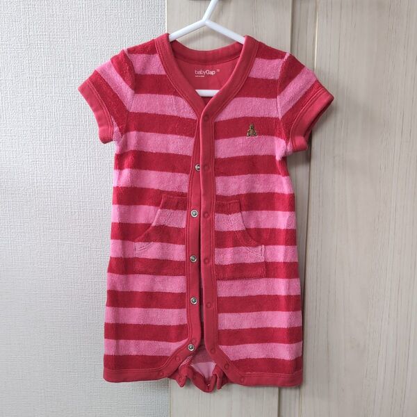 gap baby 70cm used パイル地 ボーダー カバーオール ロンパース ベビー服