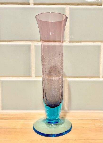 北一硝子 ガラス 花瓶 一輪挿し 花器 花入 フラワーベース パープル ブルー 花器 クリスタル インテリア 置物 グラス