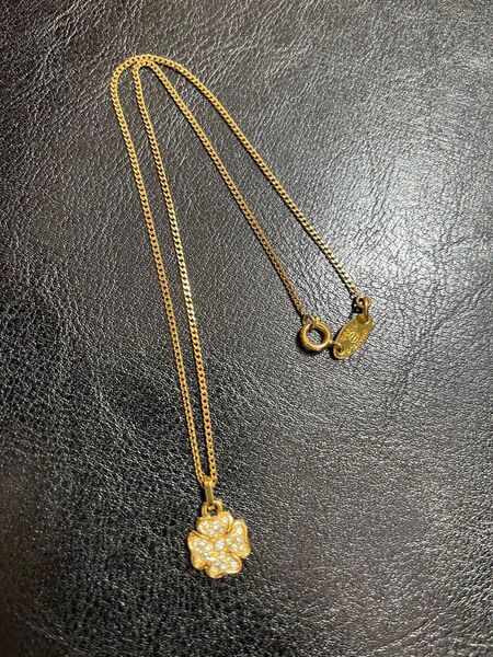 CHANEL シャネル ラッキークローバー 四葉 ラインストーン ネックレス ゴールド