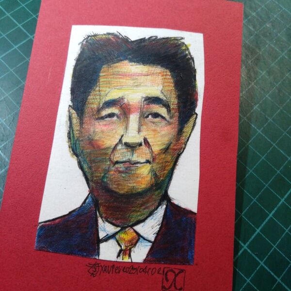 【ザビちゃん】【原画肉筆】安倍晋三総理