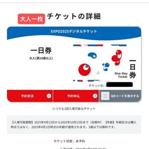 大阪万博電子チケット 一日券 閉幕まで土日も入場可能 大人一枚