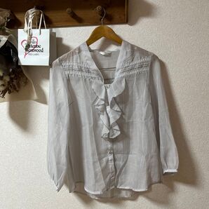 【美品】talassi ブラウス グレー シアーシャツ