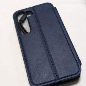 Galaxy S23 FE ケース 手帳型 ネイビー スマホケース ネイビー ストラップホール付き 手帳型