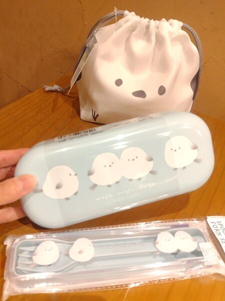 シマエナガ ランチセット ランチカップ フォーク スプーン シマエナガランチ お弁当箱 お弁当入れ 巾着袋 シマエナガ柄 ポーチ