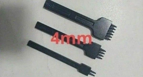 レザークラフト円形丸穴、ピンチ4mm間隔 穴あけポンチ3本セット