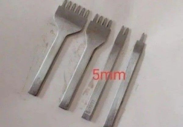 菱目打ち 5mm ピッチ 4本セット(1, 2, 4, 6本目) 革 穴あけ レザークラフト工具