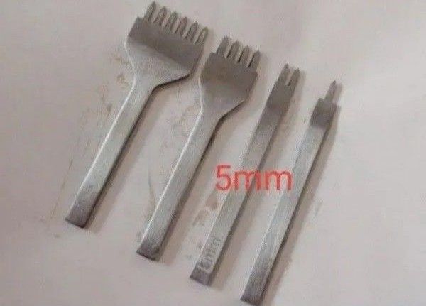 菱目打ち 5mm ピッチ 4本セット(1, 2, 4, 6本目) 革 穴あけ レザークラフト工具