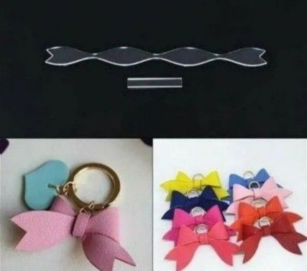 リボン キーホルダー レザークラフト 透明 アクリル型 型紙