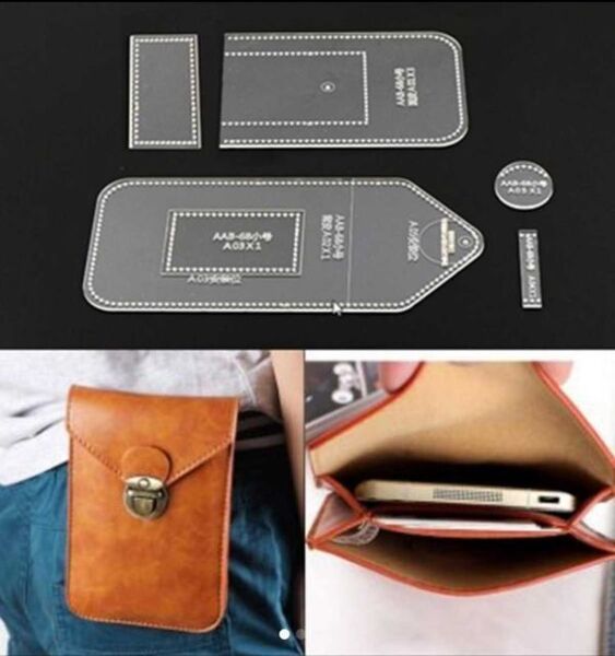 男性用 スマホケース 透明 アクリル型セット レザークラフト 型紙
