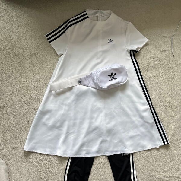 半袖ワンピース adidas アディダス S M 3本ライン