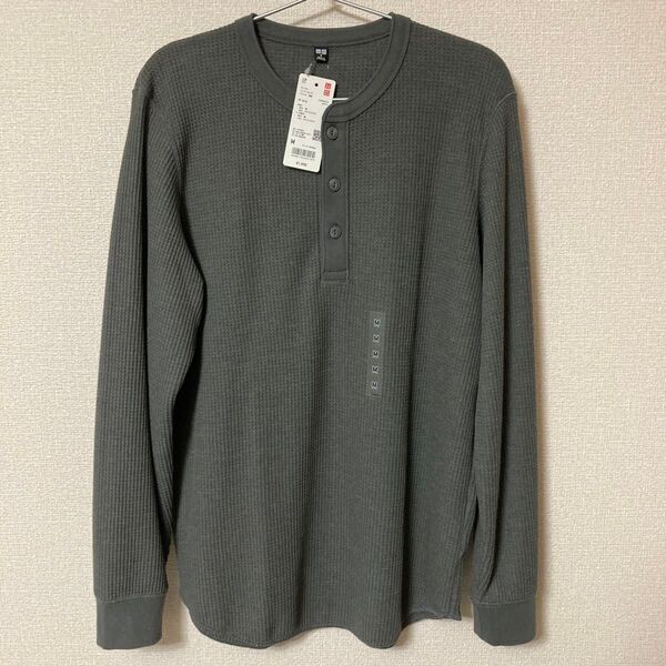 ワッフルヘンリーネックTシャツ