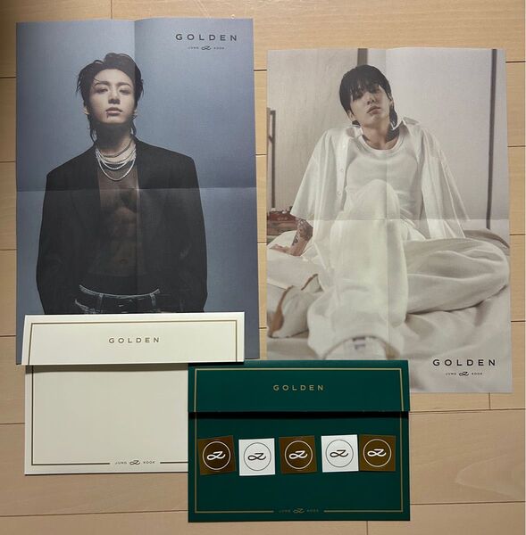JUNGKOOK CDアルバム GOLDEN 封入 折りたたみポスター 封筒 ステッカー BTS グク 未使用