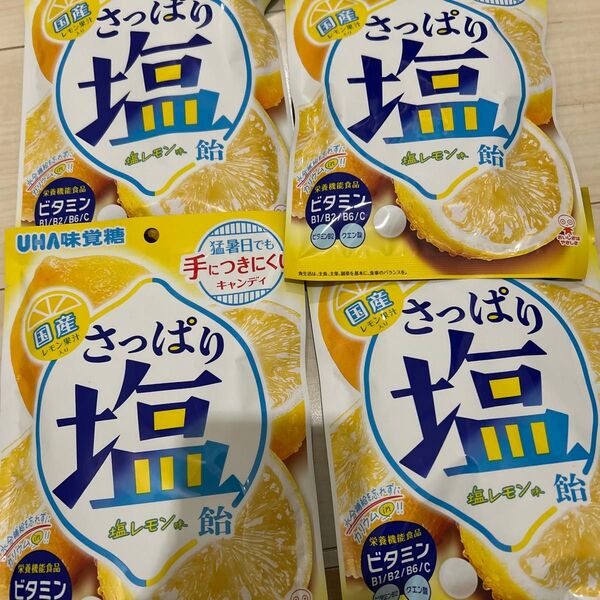 UHA味覚糖 さっぱり塩飴 塩レモン味 64g×4袋