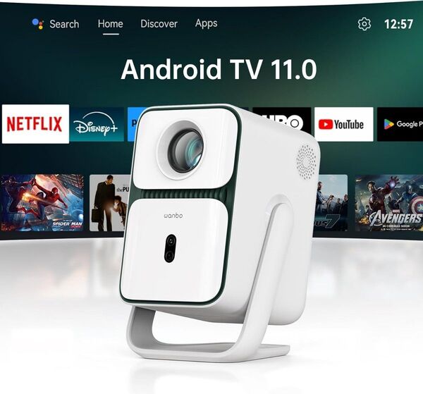 Wanbo T2 Ultra 2025新規 Android TV 11.0搭載 プロジェクター 天井 500ANSI 1080P