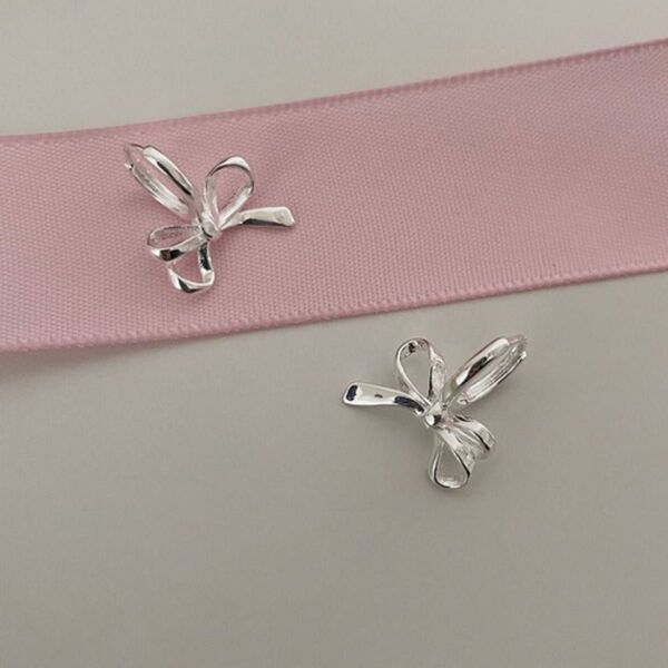 ribbon フープ ピアス かわいい 韓国 s925