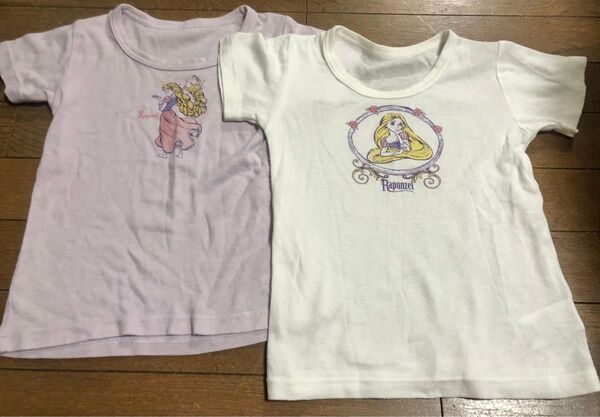 保育園用に☆ 西松屋 ディズニー プリンセス ラプンツェル 女の子半袖肌着2枚セット 110 夏服 下着 インナー 女児 キッズ