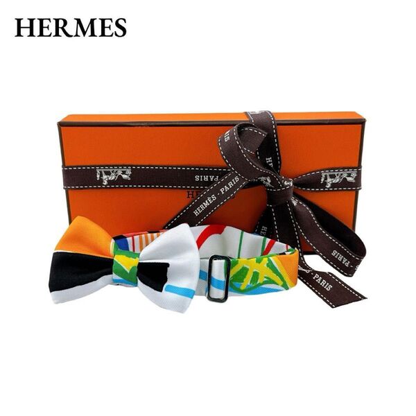 【新品】エルメス ヌーパピヨン シルク100% 総柄 リボン 蝶ネクタイ