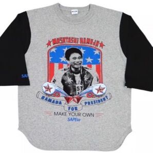 ■HAMADA FOR PRESIDENT■3/4 SLEEVE■グレー/スミ