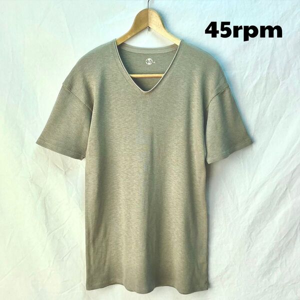 45rpm カットソー Tシャツ トップス コットン Vネック フォーティーファイブアールピーエム 45R 半袖 カーキ 日本製